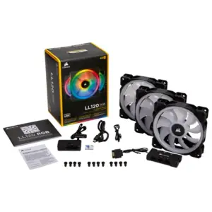 Вентилятор Corsair LL120 RGB 3 Fan Pack (CO-9050072-WW), 120x120x25мм, 4-pin, чорний UA