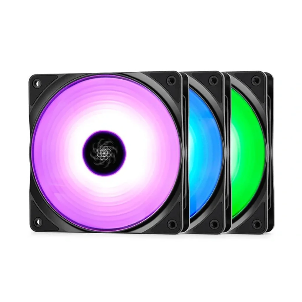 Вентилятор DeepCool RF 120-3 IN 1, 120х120х25 мм, 4-pin, черный с белым, DP-FRGB-RF120-3C UA