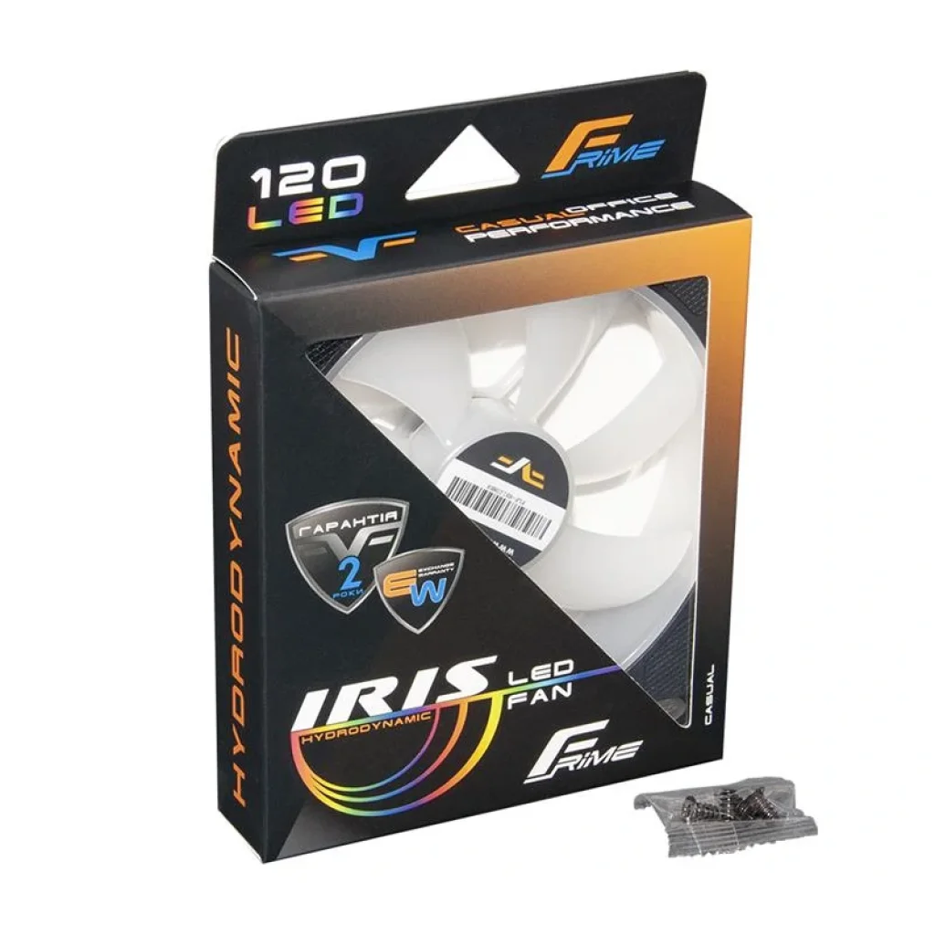 Вентилятор Frime Iris LED Fan Mid Red (FLF-HB120MR8), 120х120х25 мм, 3-pin Molex, Black/White UA