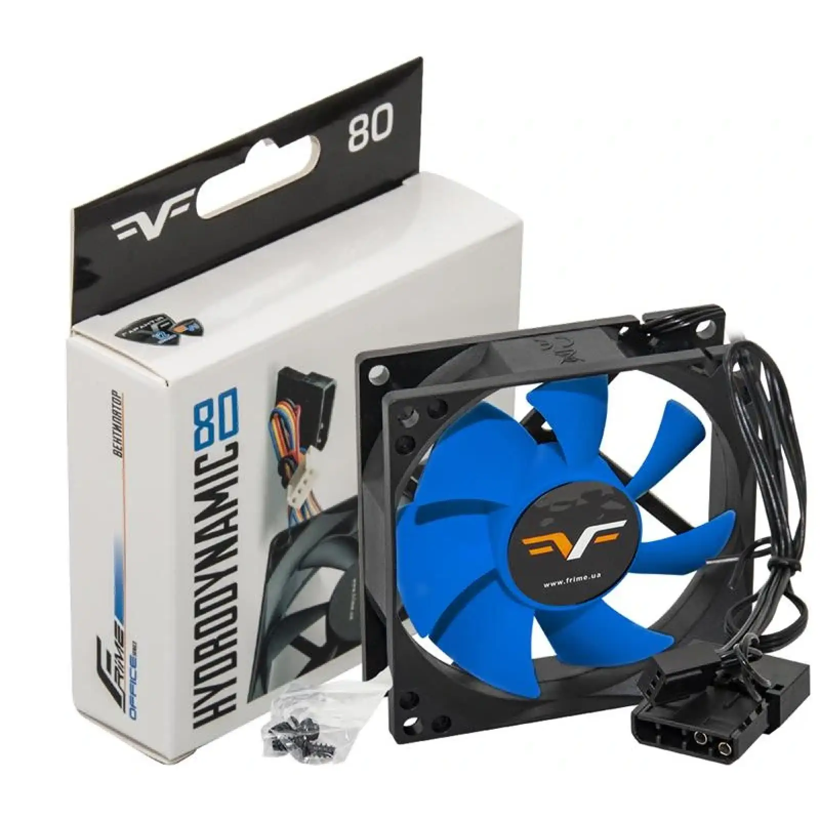 Вентилятор Frime (FBF80HB3) 80x80x25мм, 3pin+Molex, Black/Blue UA