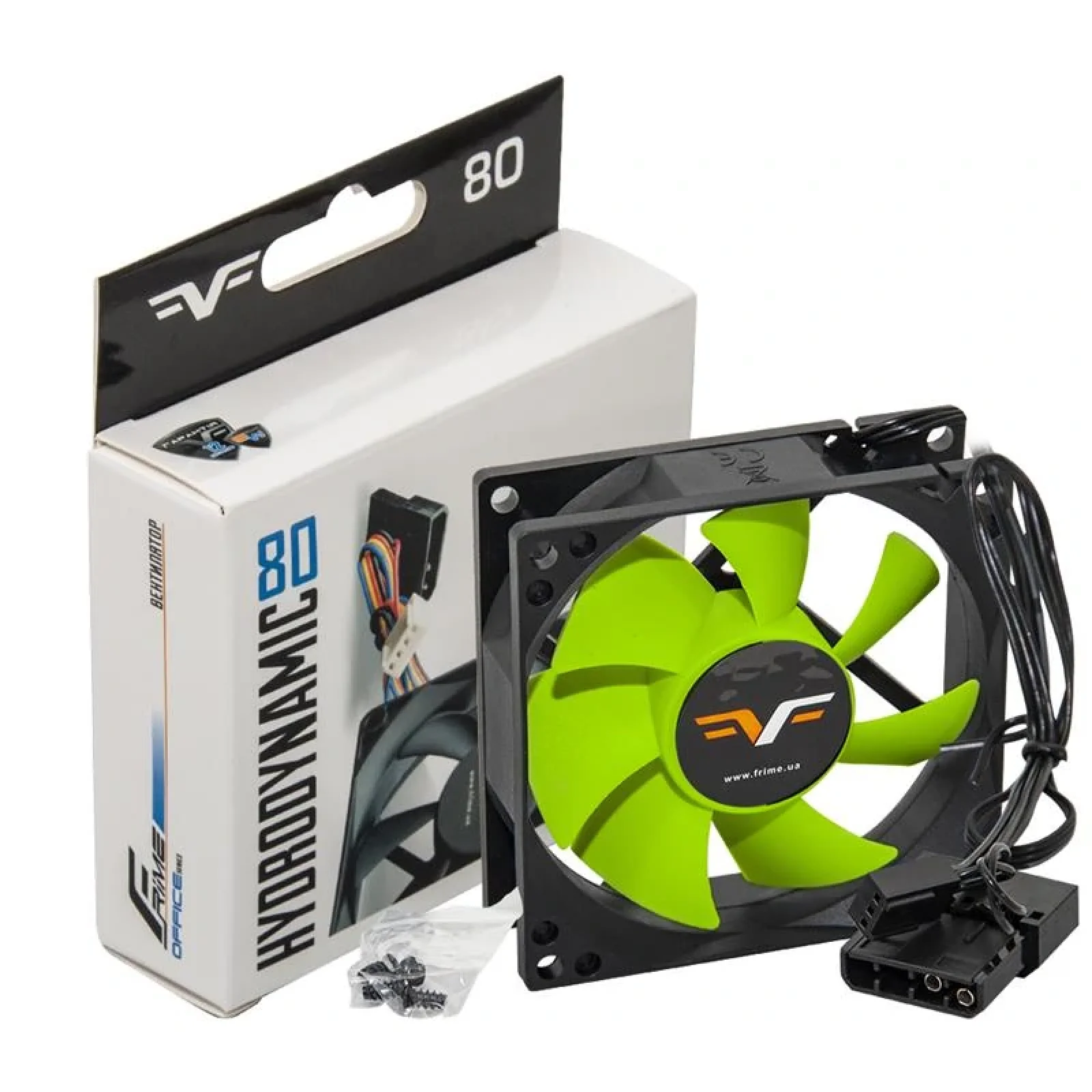Вентилятор Frime (FGF80HB3) 80x80x25мм, 3pin+Molex, Black/Green UA