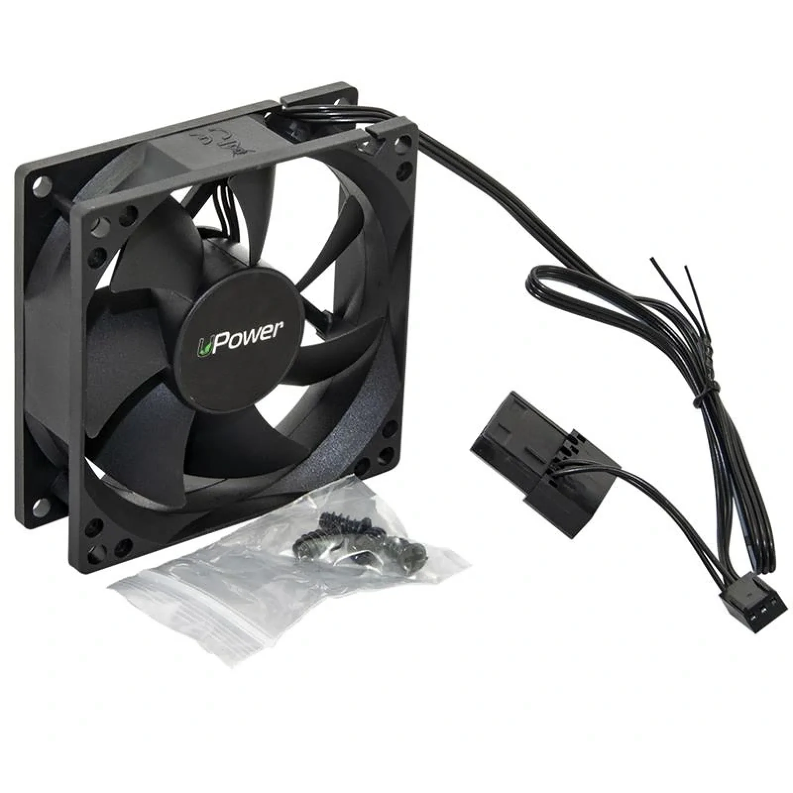 Вентилятор UPower UP8025HB34.16, 80х80х25 мм, 3pin+Molex, Black UA