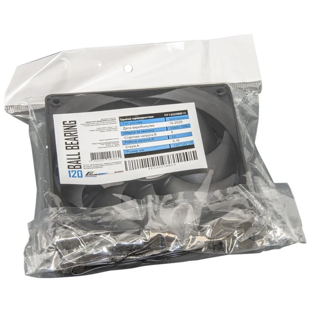 Вентилятор Frime (FF12025BB13) 120x120x25мм, Black, 3pin+Molex UA