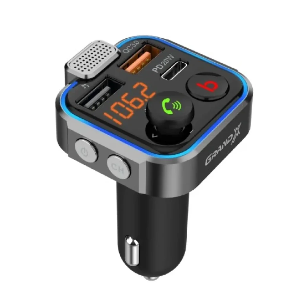 FM-трансмітер Grand-X 99GRX Hands Free, Bluetooth V5.0, 2USB, QC3.0, PD UA