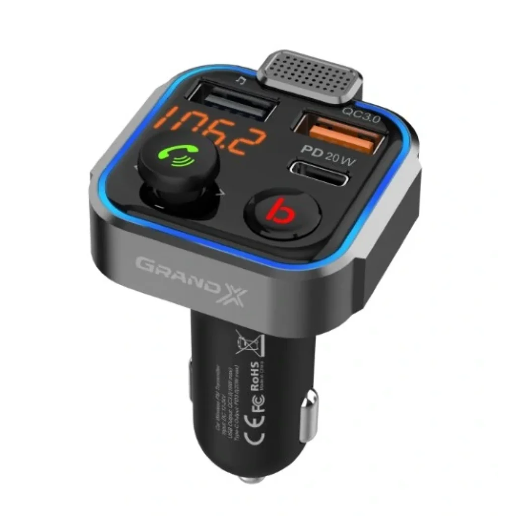 FM-трансмітер Grand-X 99GRX Hands Free, Bluetooth V5.0, 2USB, QC3.0, PD UA