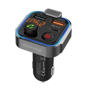 FM-трансмітер Grand-X 99GRX Hands Free, Bluetooth V5.0, 2USB, QC3.0, PD UA