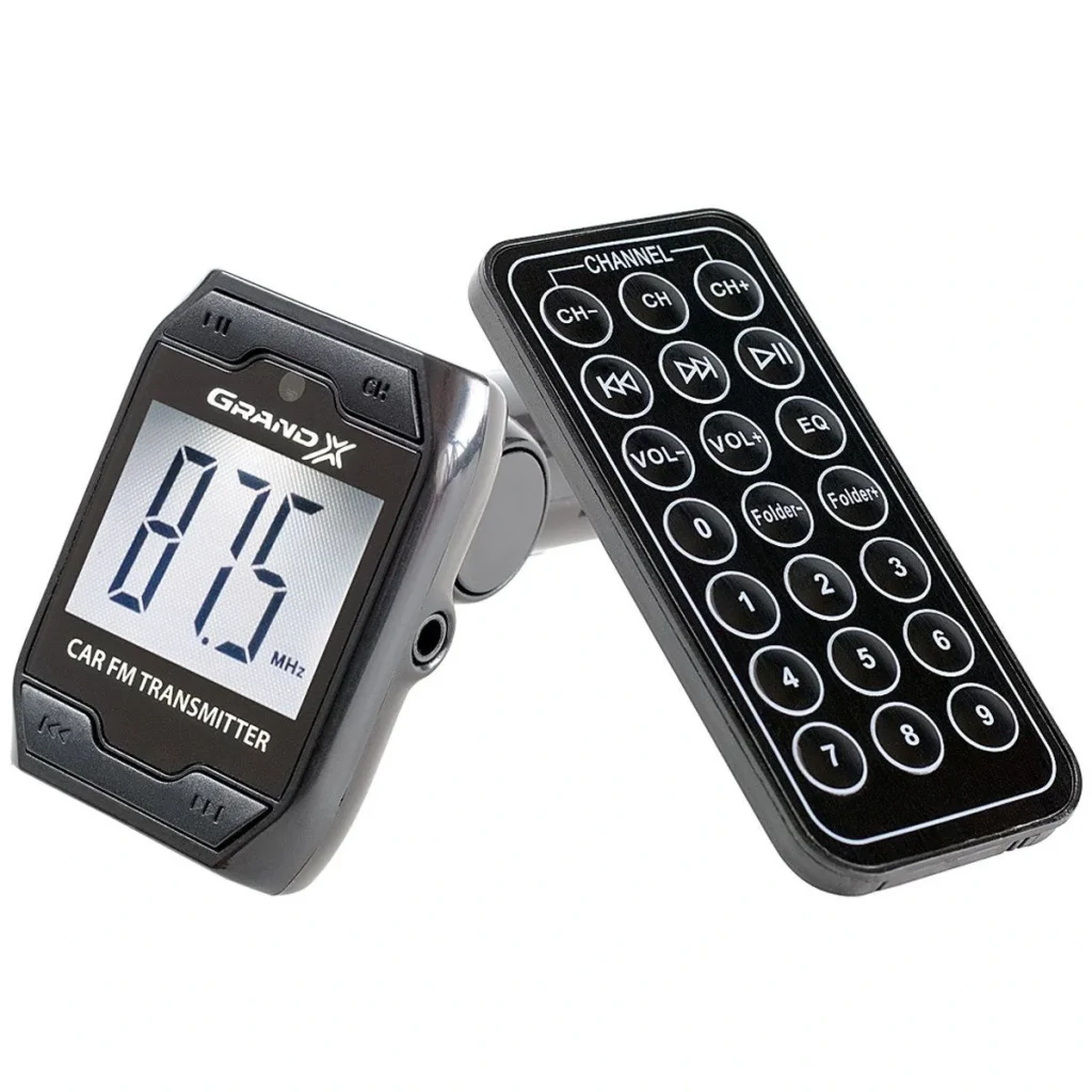 FM-трансмітер Grand-X CUFM71GRX, AUX, USB 0,5A, SD card, 3,5mm mini-jack UA