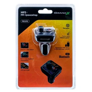 FM-трансмітер Grand-X 98GRX MegaBass Bluetooth V5.0 Hands Free MicroSD, 2хUSB 1A+2.4A UA