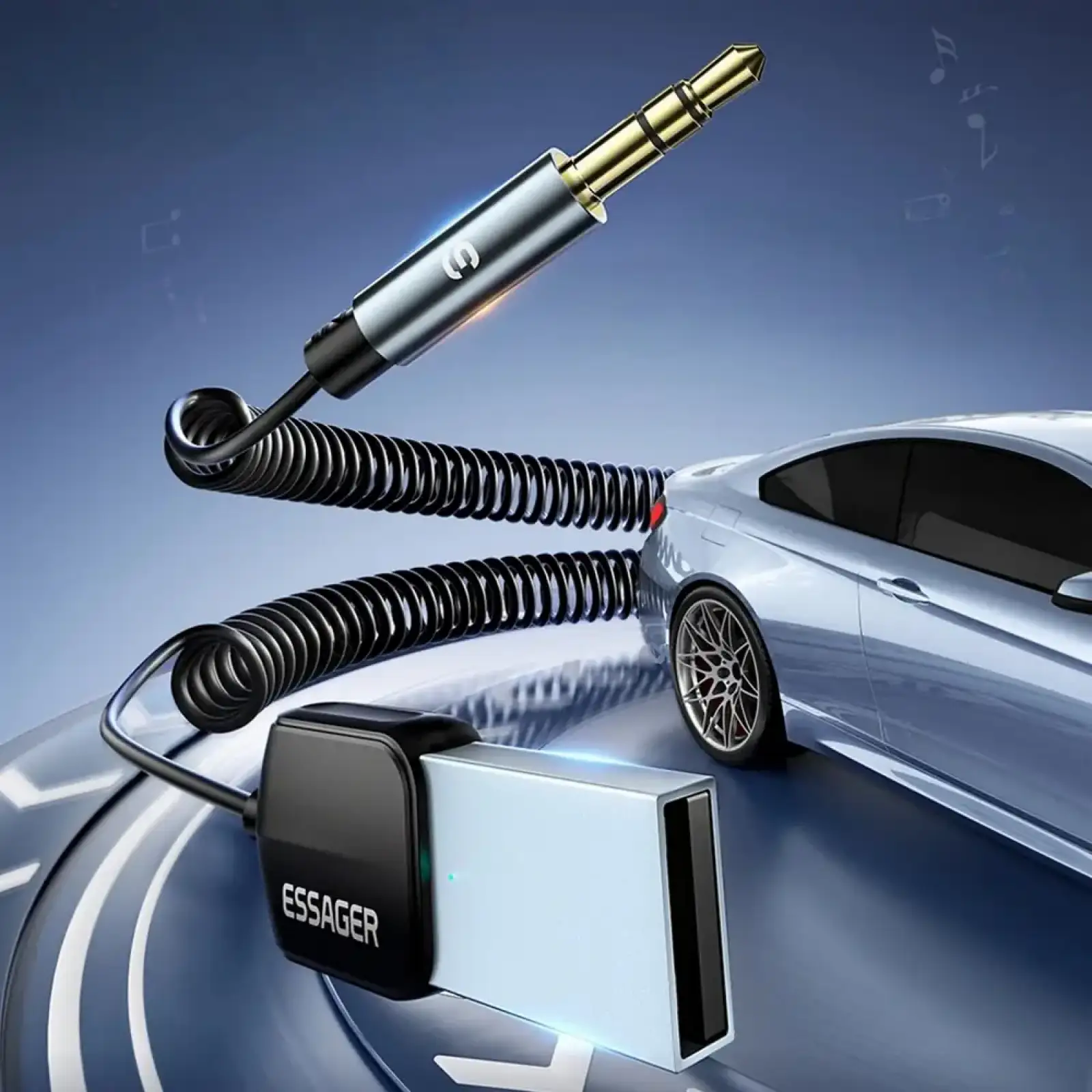 Bluetooth-трансмиттер Essager Lingfeng USB to 3.5mm Bluetooth 5.0 Grey (EBT-LF01-P) UA