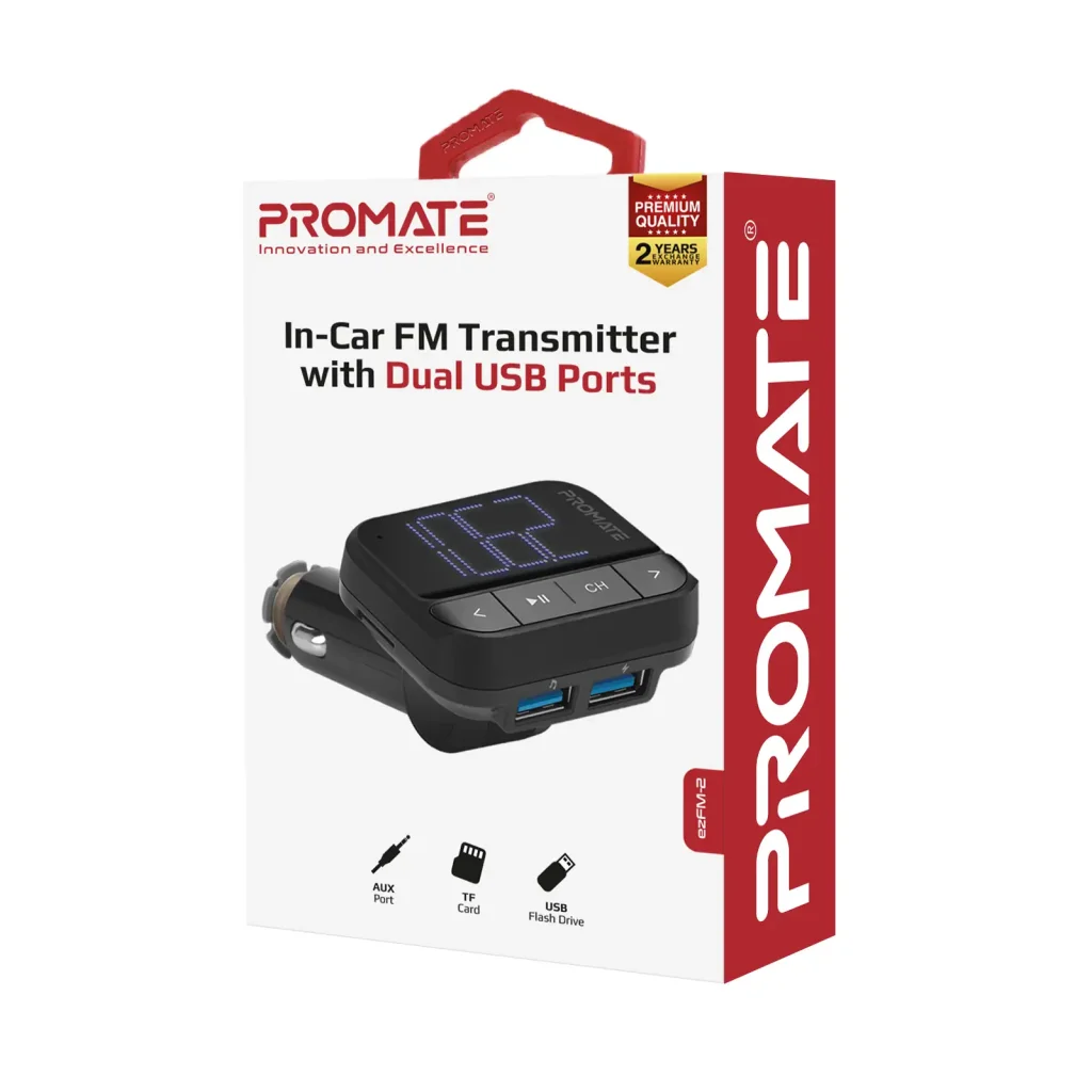 FM-трансмітер Promate ezFM-2 AUX/SD/USB Black (ezfm-2.black) UA UA