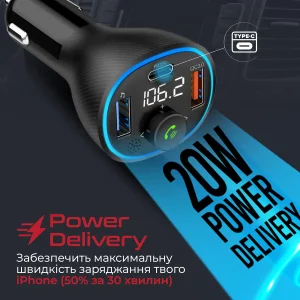 FM-трансмиттер Promate PowerTune-38w Black UA