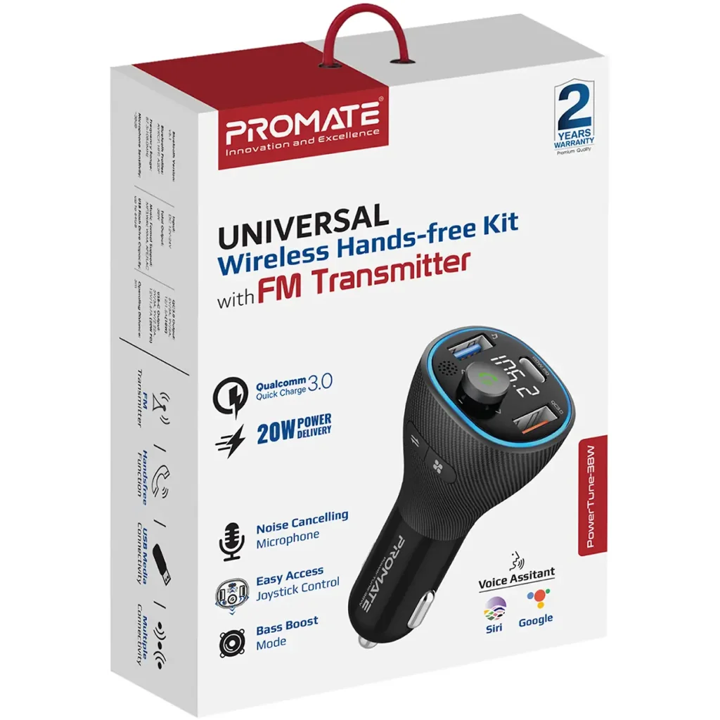 FM-трансмиттер Promate PowerTune-38w Black UA