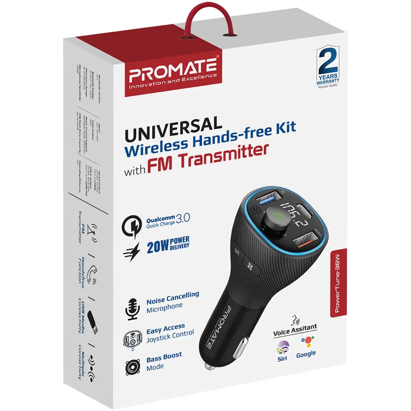 FM-трансмітер Promate PowerTune-38w Black UA