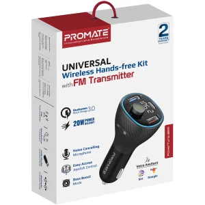 FM-трансмиттер Promate PowerTune-38w Black UA