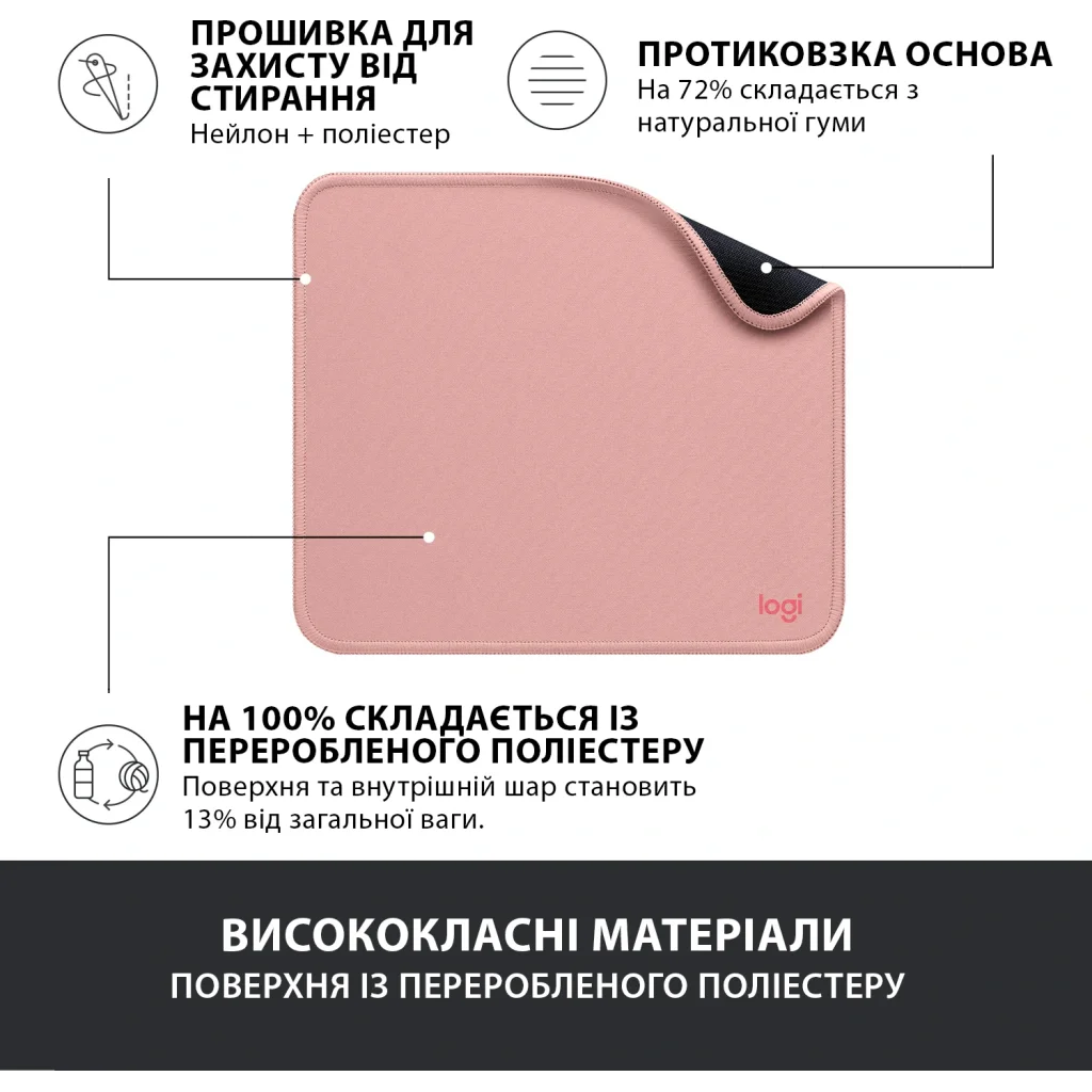 Ігрова поверхня Logitech Mouse Pad Studio Darker Rose (956-000050) UA