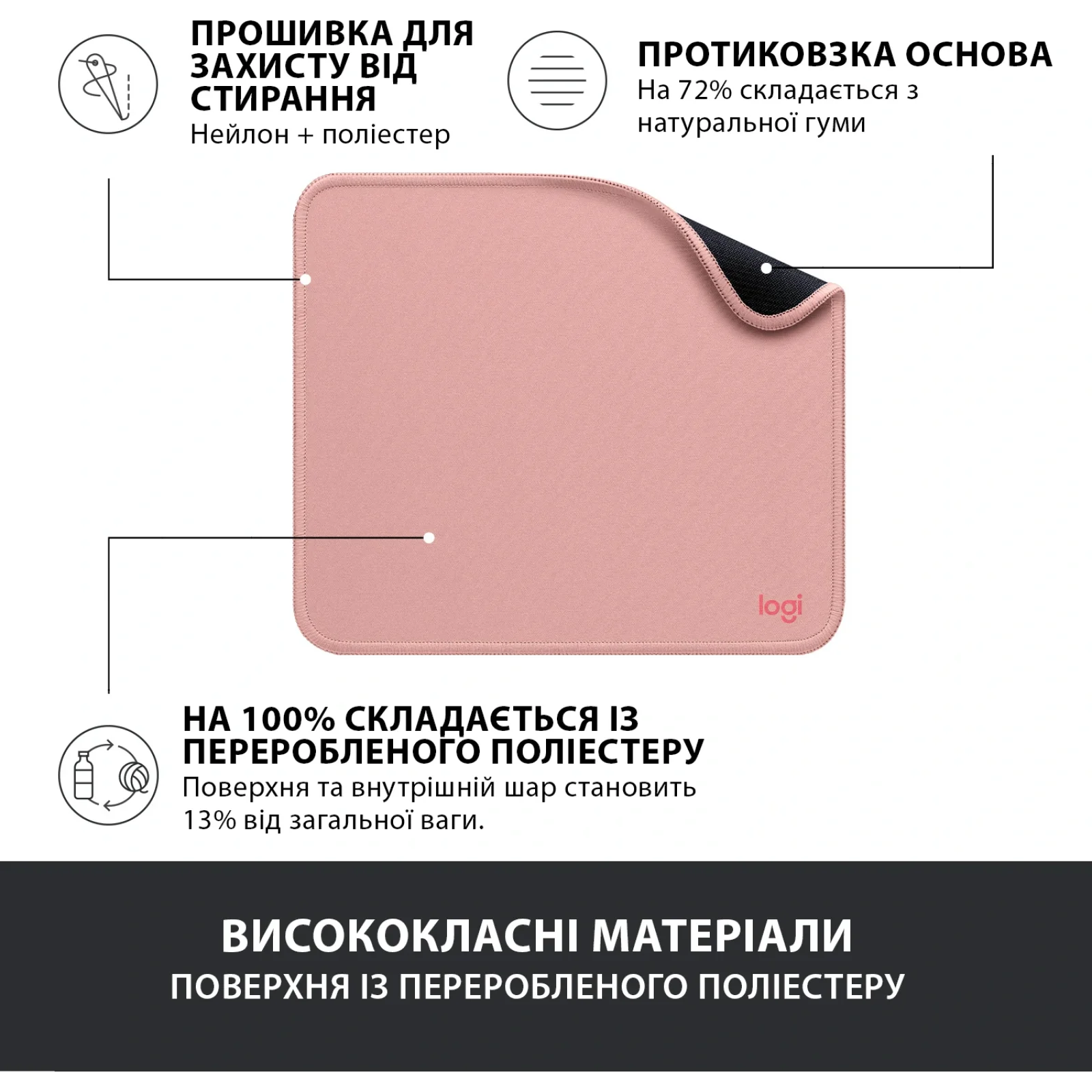 Ігрова поверхня Logitech Mouse Pad Studio Darker Rose (956-000050) UA