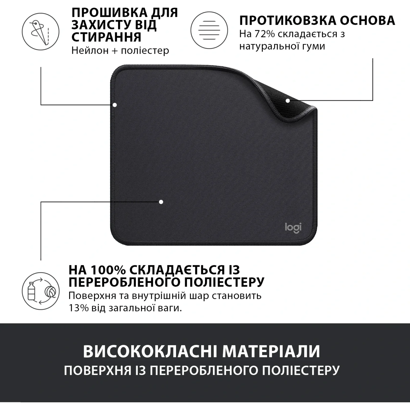 Ігрова поверхня Logitech Mouse Pad Studio Graphite (956-000049) UA
