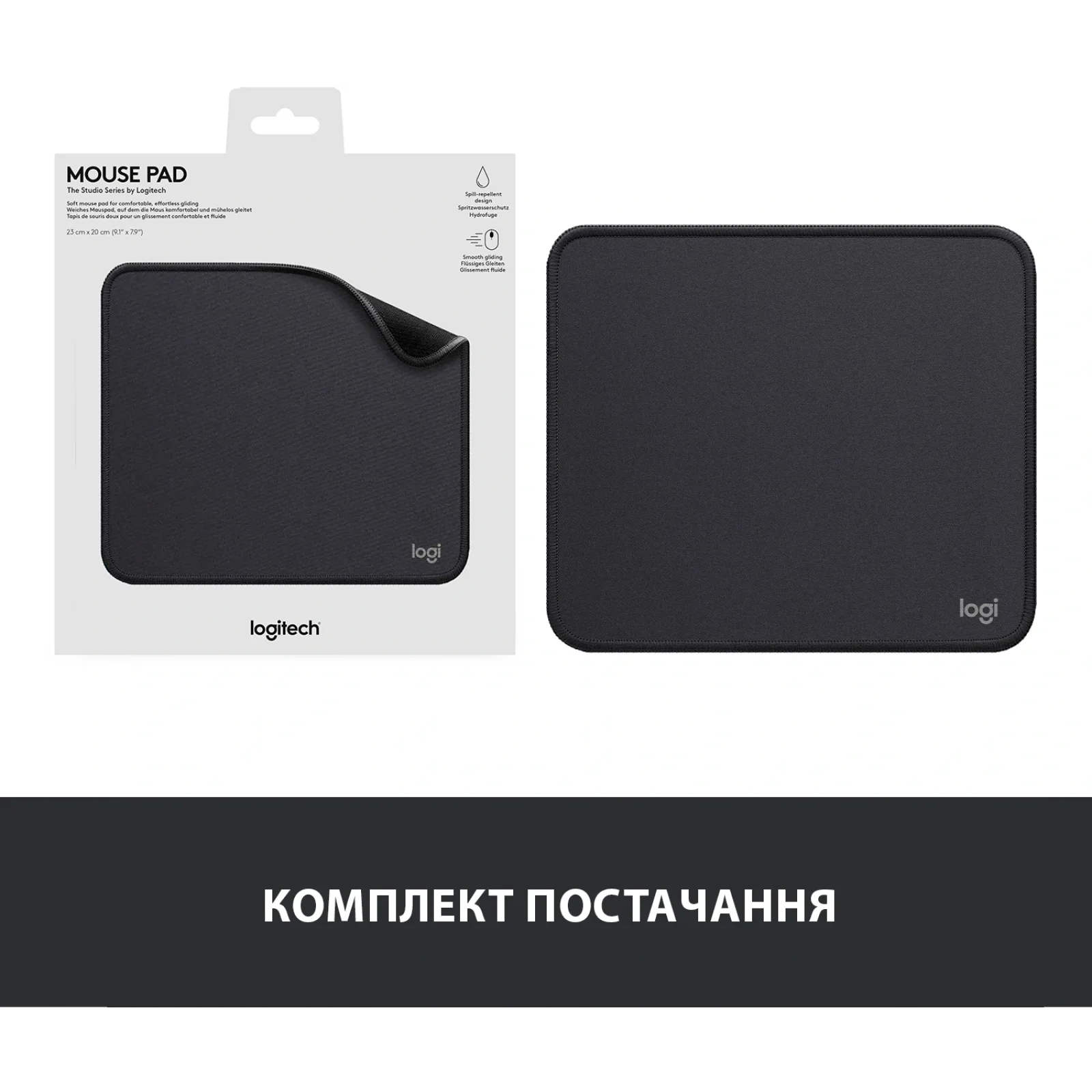 Ігрова поверхня Logitech Mouse Pad Studio Graphite (956-000049) UA