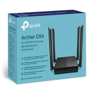 Беспроводной маршрутизатор TP-Link Archer C64 (AC1200, 1хGE Wan, 4хGE LAN, MU-MIMO, Mesh, Smart Connect, 4 внешние антенны)_EU, Archer C64_EU UA