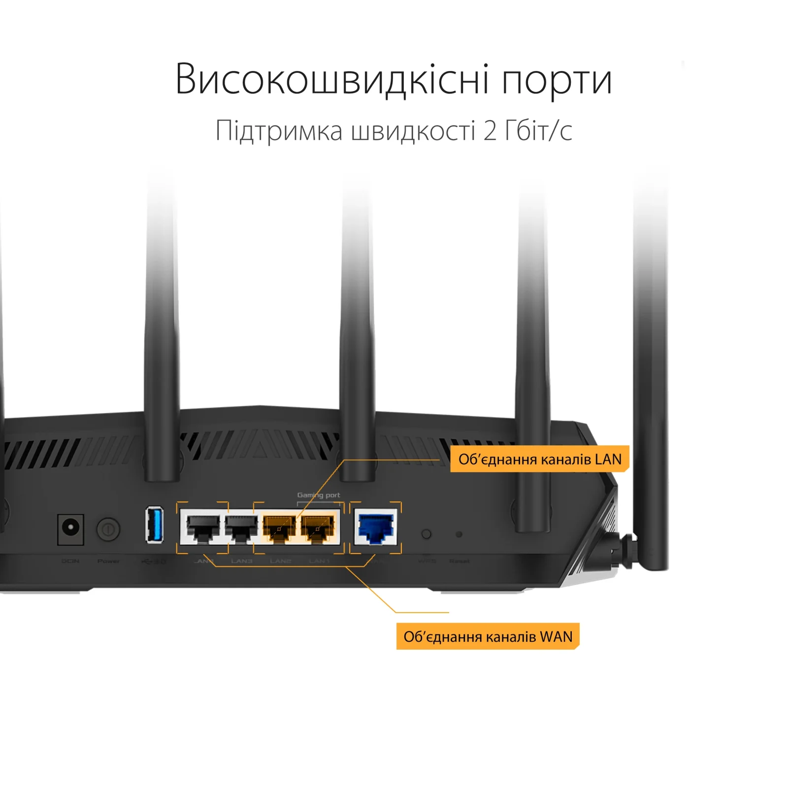 Беспроводной маршрутизатор Asus TUF Gaming AX5400 (TUF-AX5400) (AX5400, Wi-Fi 6, 1xGE WAN, 4xGE LAN, 1xUSB 3.2, поддержка 3G/4G-модема, OFDMA, AiMesh, AURA RGB, 6 внешние антенны) UA