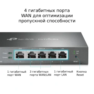 Маршрутизатор TP-LINK ER605 (1xGE LAN, 1xGE WAN, 3xGE LAN, VPN Omada) UA