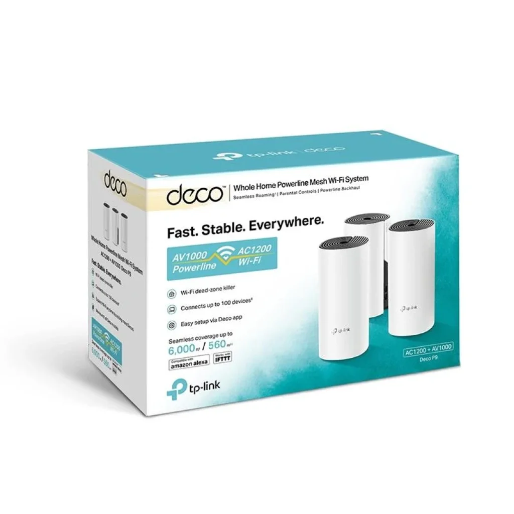 WiFi Mesh система TP-Link Deco P9 (AC1200 + AV1000, 2хGE WAN/LAN, MESH, MU-MIMO, 2 внутр. антени, 3-pack) (DECO-P9-3-PACK) UA