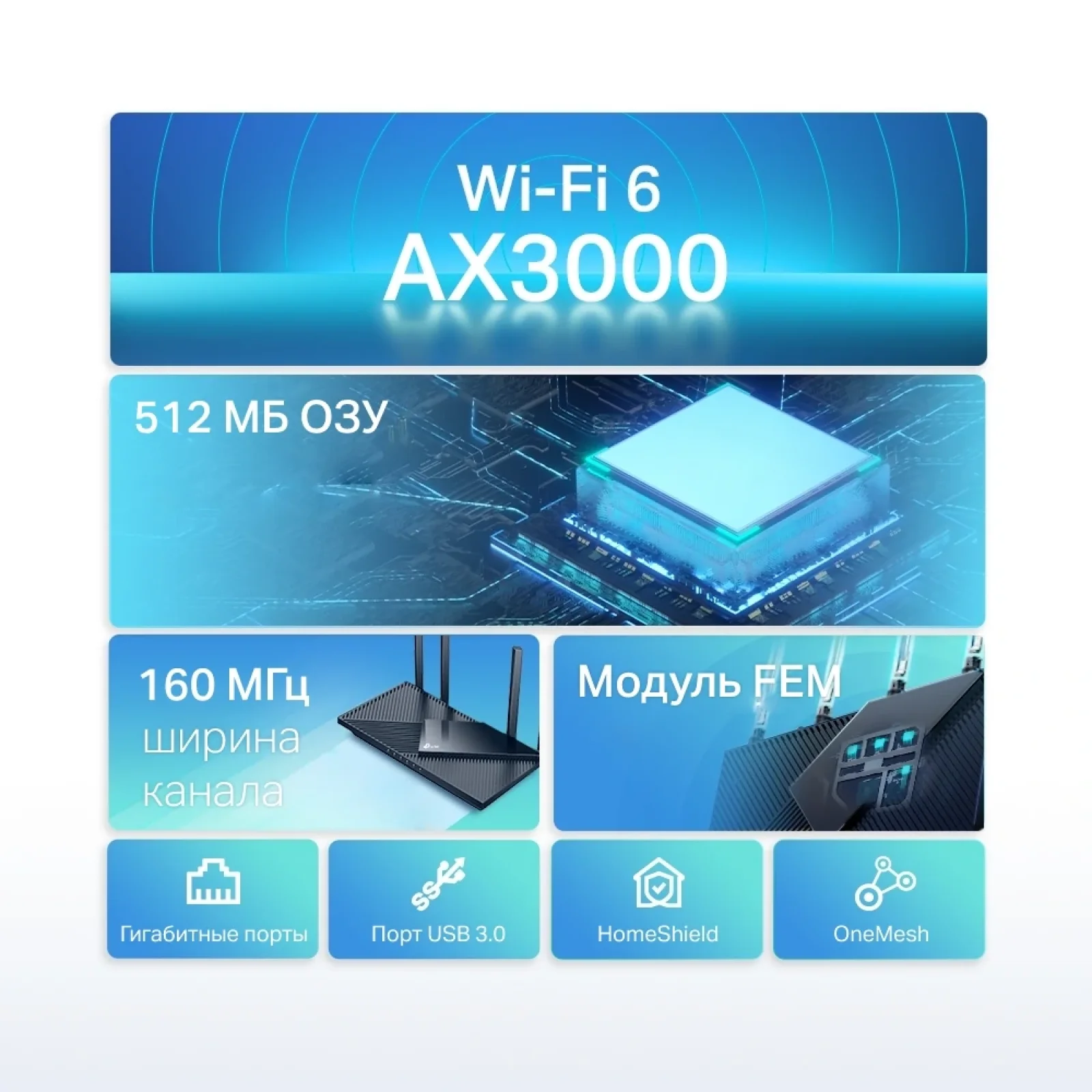 Бездротовий маршрутизатор TP-Link Archer AX55 (AX3000, Wi-Fi 6, 1хGE WAN, 4хGE LAN, 1хUSB3.0, MU-MIMO, Beamforming, OFDMA, HT160, 1024QAM, Dual-Core CPU, 4 антени зовнішніх) UA