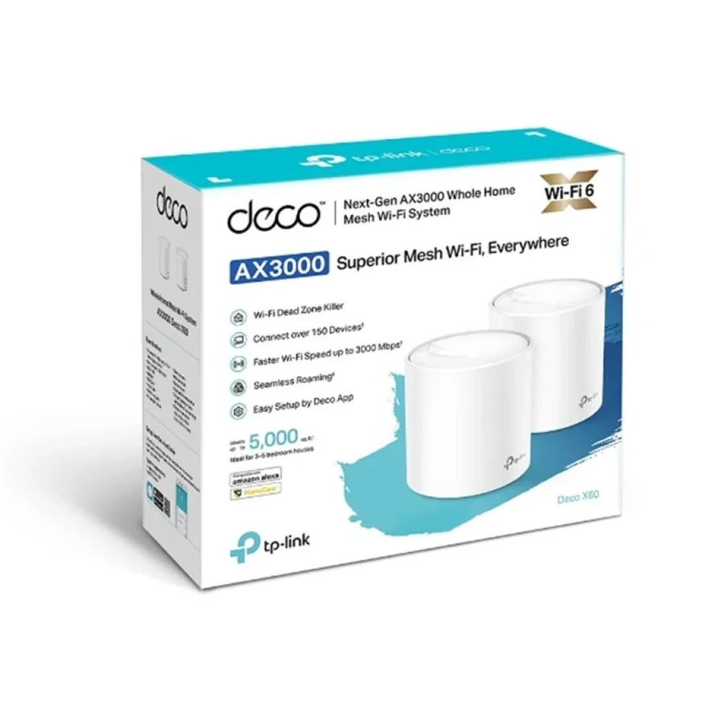 WiFi Mesh система TP-Link Deco X60 2-pack (AX3000 1xGE LAN 1xGE WAN MU-MIMO OFDMA MESH), DECO-X60-2-PACK UA