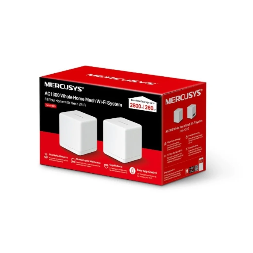 Бездротовий маршрутизатор Mercusys Halo H30G(2-pack) (AC1300, 2хGE WAN/LAN, Beamforming, MESH, 2-pack) UA