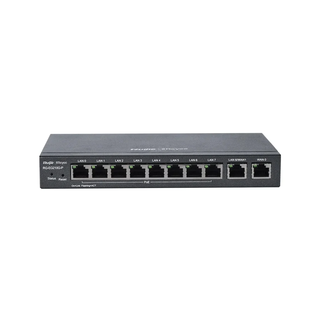 Маршрутизатор Ruijie Reyee RG-EG210G-E (1xGE WAN, 1xGE WAN/LAN, 8xGE LAN, controller APs, Ipsec VPN, Cloud Managed, металл) UA