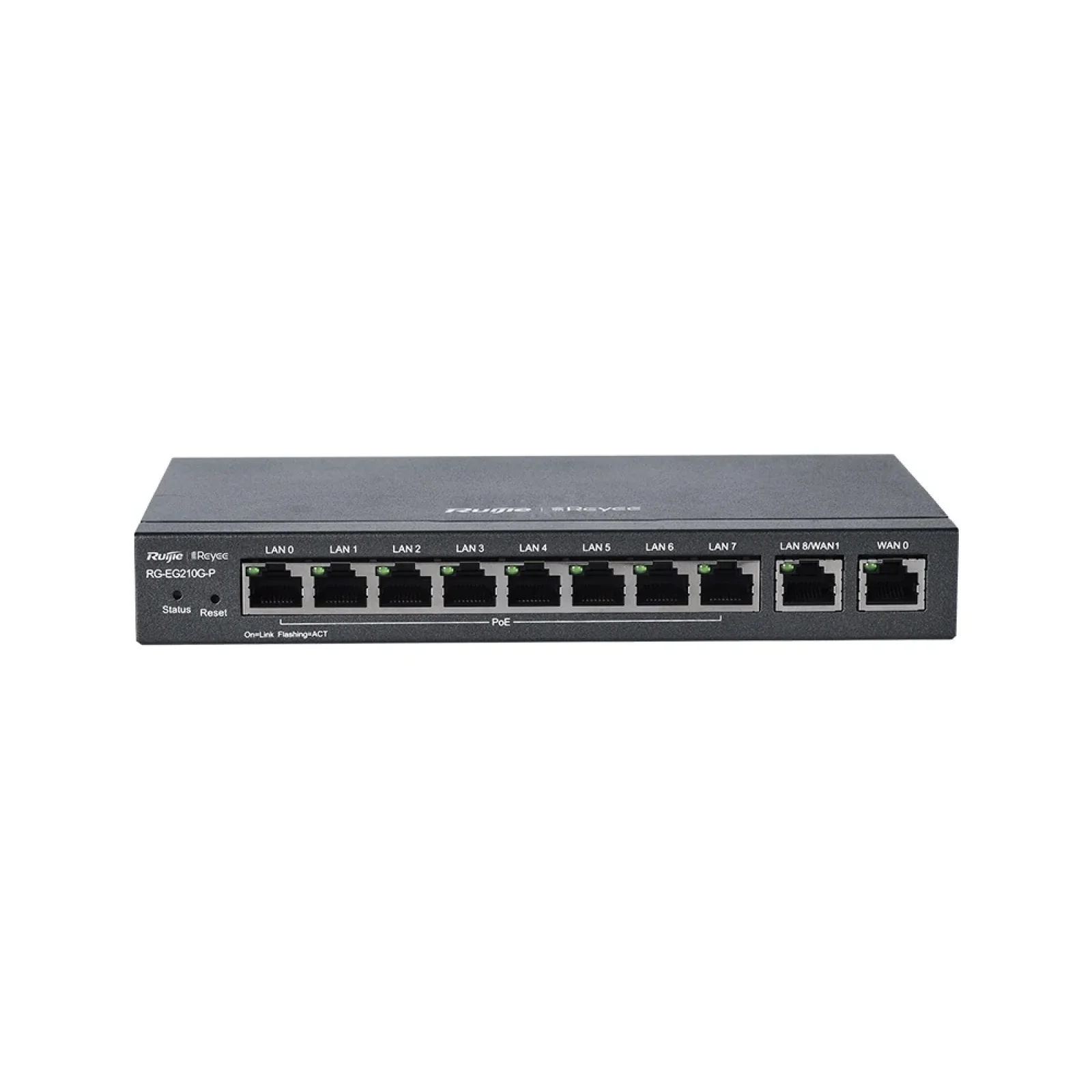 Маршрутизатор Ruijie Reyee RG-EG210G-E (1xGE WAN, 1xGE WAN/LAN, 8xGE LAN, controller APs, Ipsec VPN, Cloud Managed, металл) UA