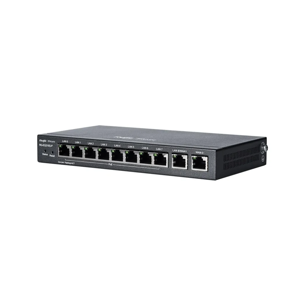 Маршрутизатор Ruijie Reyee RG-EG210G-E (1xGE WAN, 1xGE WAN/LAN, 8xGE LAN, controller APs, Ipsec VPN, Cloud Managed, металл) UA