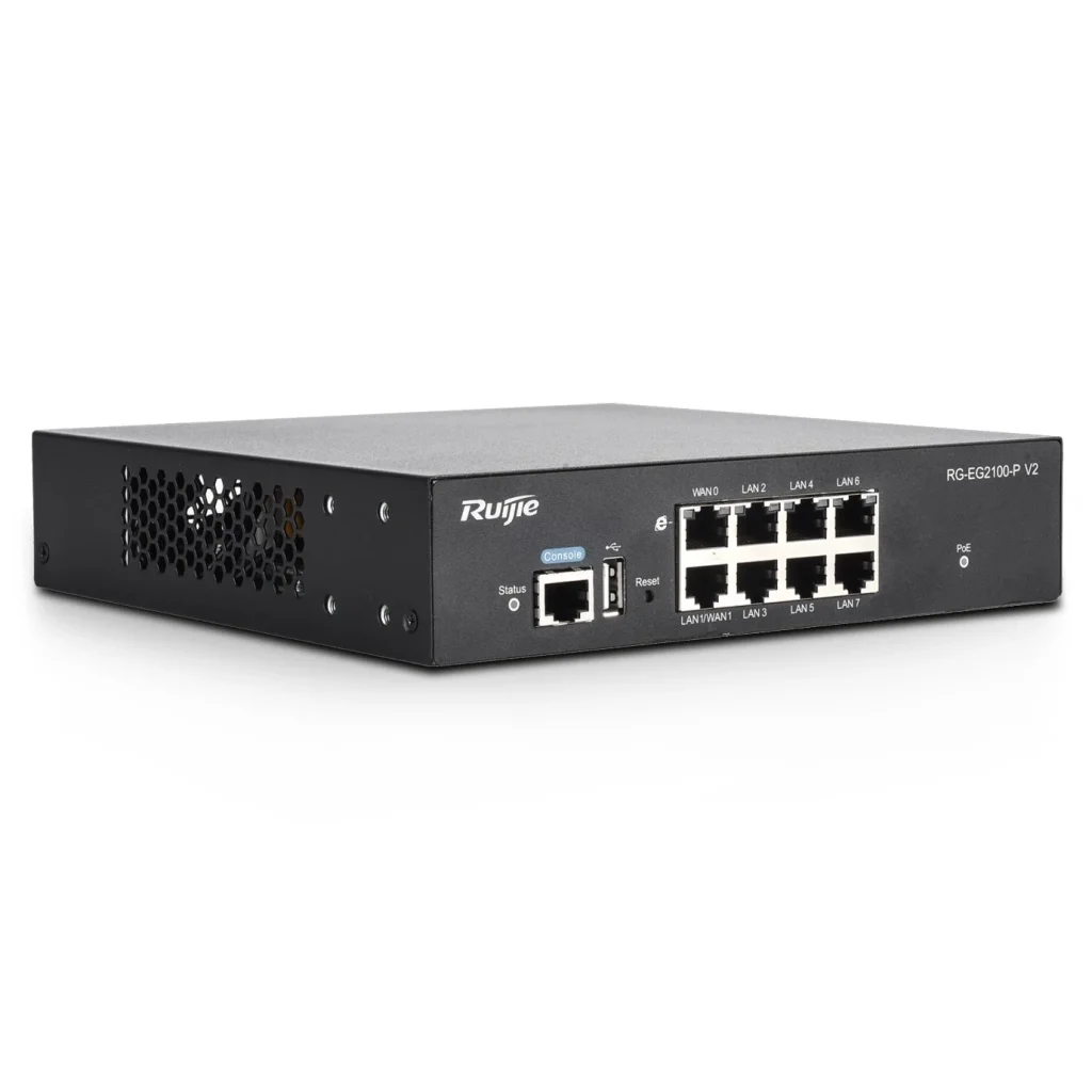 Маршрутизатор Ruijie RG-EG2100-P v2 (1xGE WAN, 1xGE WAN/PoE+ LAN, 6xGE PoE+ LAN, max PoE 135W, NGFW, Ruijie cloud) UA