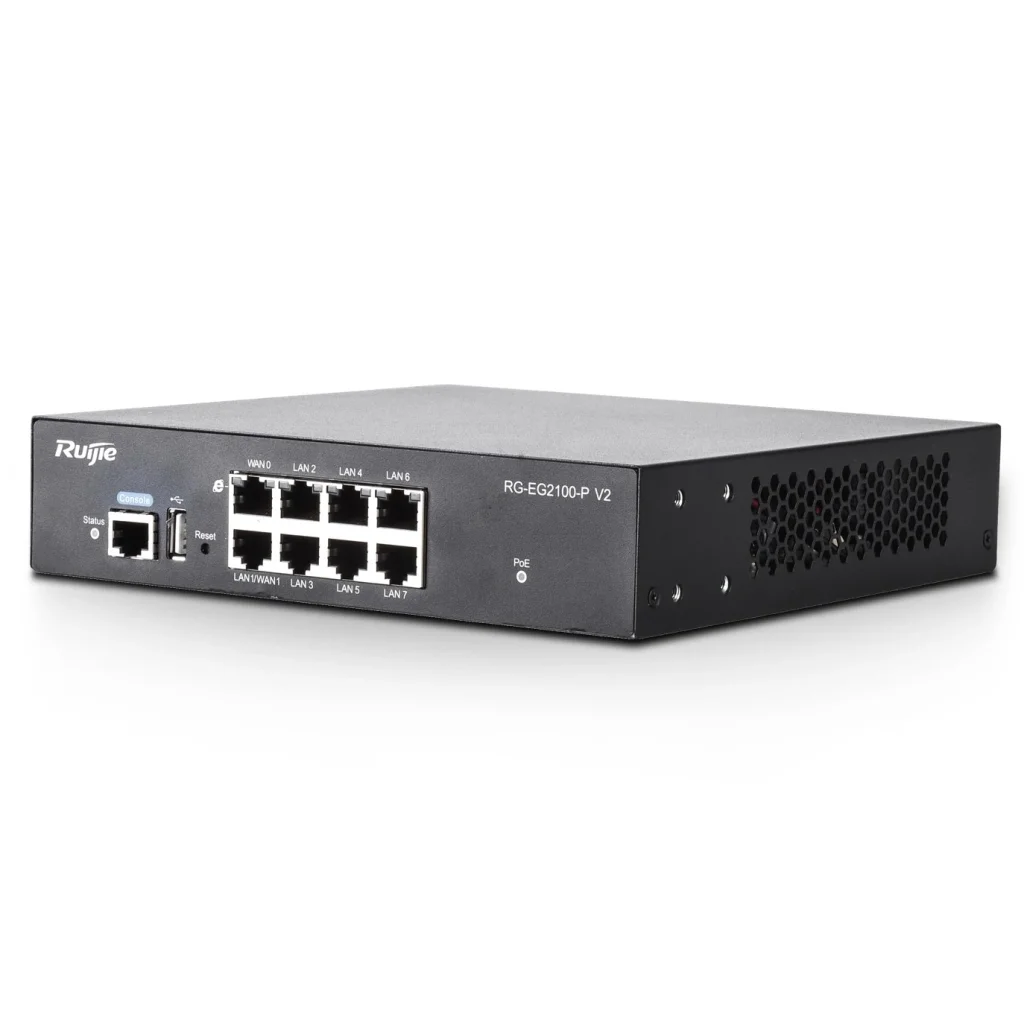 Маршрутизатор Ruijie RG-EG2100-P v2 (1xGE WAN, 1xGE WAN/PoE+ LAN, 6xGE PoE+ LAN, max PoE 135W, NGFW, Ruijie cloud) UA
