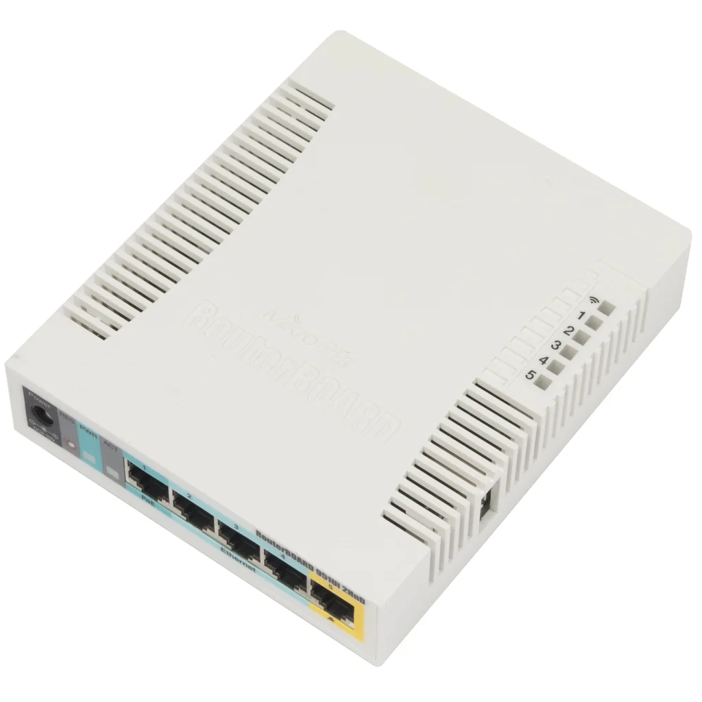 Беспроводной маршрутизатор MikroTik RB951Ui-2HND (N300, 600MHz/128Mb, 5х100Мбит, 1хUSB, 1000mW, PoE in, PoE out, антена 2,5 дБи) UA