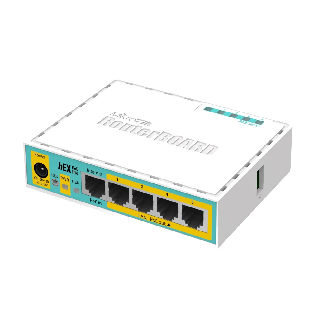 Маршрутизатор MikroTik RouterBOARD RB750UPr2 hEX PoE lite (650MHz/64Mb, 1xUSB, 5х100Мбит, PoE in, PoE out) UA