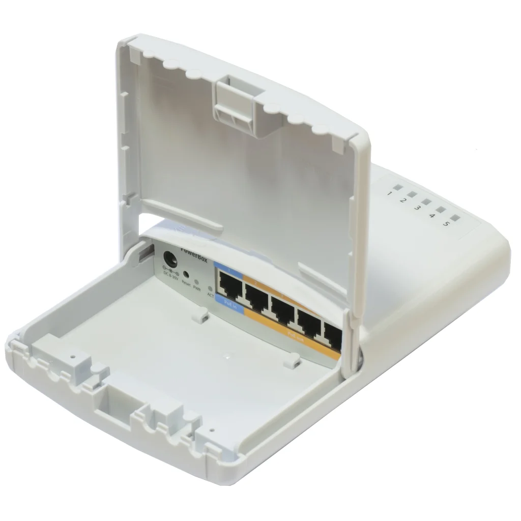 Маршрутизатор MikroTik PowerBox (RB750P-PBr2) (650MHz/64Mb, 5х100Мбит, PoE out, outdoor) UA