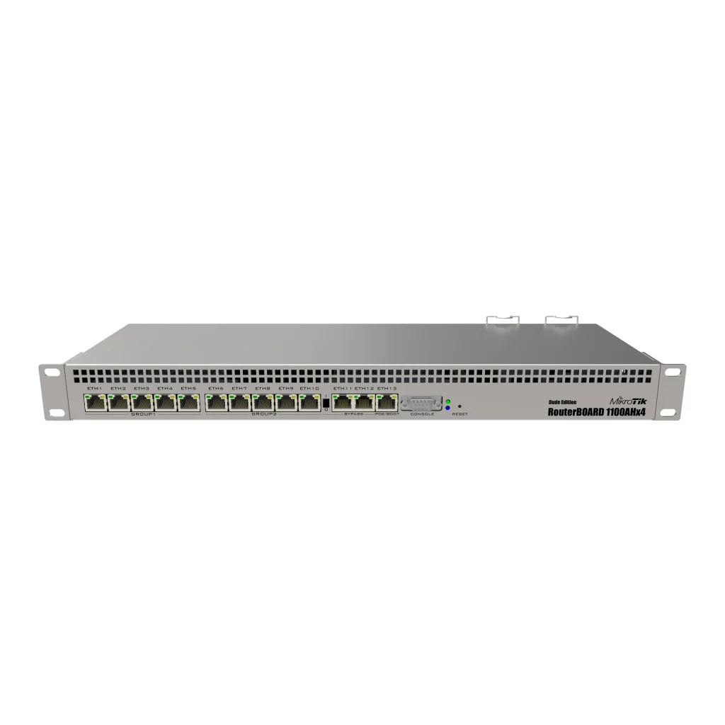 Маршрутизатор MikroTik RB1100AHx4 Dude Edition (4x1,4GHz/1Gb, ARM 32Bit, 13xGE, PoE In, 60Gb SSD), RB1100Dx4 UA