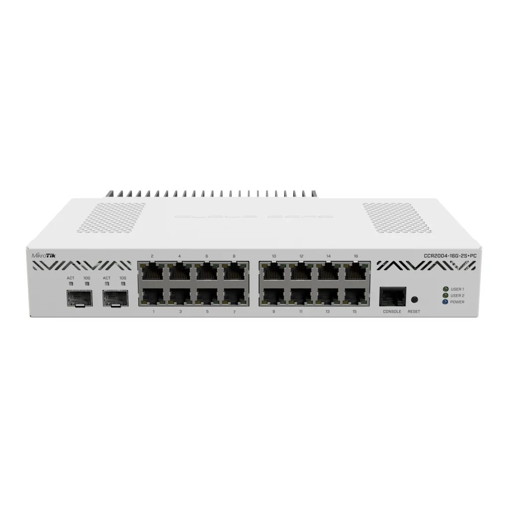 Маршрутизатор MikroTik CCR2004-16G-2S+PC (16хGE, 2xSFP+, passive cooling, L6) UA
