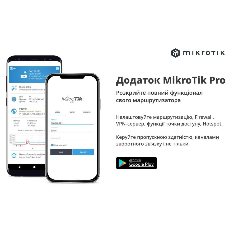Бездротовий маршрутизатор Mikrotik hAP AC RB962UiGS-5HacT2HnT (AC, 720MHz/128Mb, 5x10/100/1000 Ethernet ports, 1xSFP, 2,5 dBi) UA