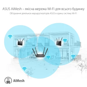 Бездротовий маршрутизатор Asus RT-AX1800U (AX1800, 1xGE WAN, 3xGE LAN, 1xUSB2.0, MU-MIMO, OFDMA, 4 антени) UA
