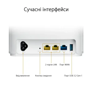 Бездротовий маршрутизатор Asus ZenWiFi AX Hybrid (XP4) 2PK White (AX1800, 1xGE WAN, 2xGE LAN, USB 3.2 Gen 1, AiMesh, 4 внутр антени), XP4 (2-PK) White UA