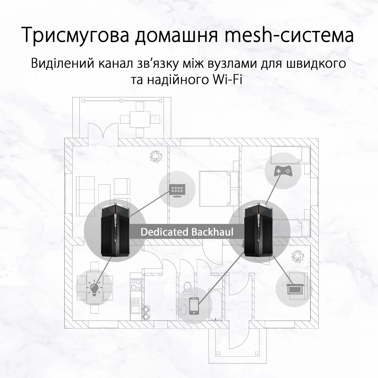 Беспроводной маршрутизатор Asus ZenWiFi Pro XT12 (2-PK) (AX11000, 1x2.5GE WAN, 1x2.5GE LAN, 2xGE LAN, AiMesh), XT12(2-PK) UA