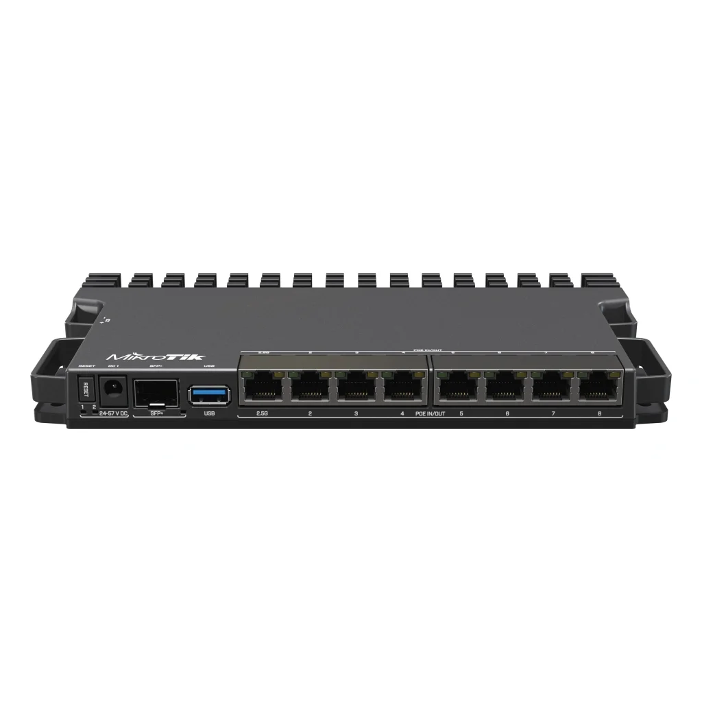 Маршрутизатор MikroTik RB5009UPr+S+IN (7x1GE LAN PoE, 1xSFP+, 1x2.5GE LAN PoE, 1xUSB 3.0, PoE in, DC, 2-pin, max PoE 130W) UA