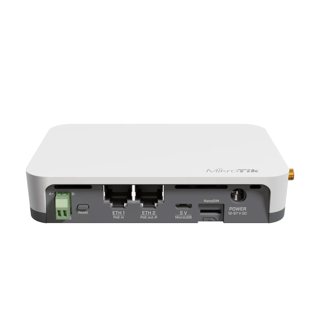 Маршрутизатор MikroTik KNOT LR8 kit (RB924iR-2nD-BT5&BG77&R11e-LR8) (IoT, LORA, CAT-M, BLE, 863-870 MHz, n300,1xSIM, 1xFE PoE in, 1xFE PoE out, 1xMicroUSB, DC, DIN rail) UA