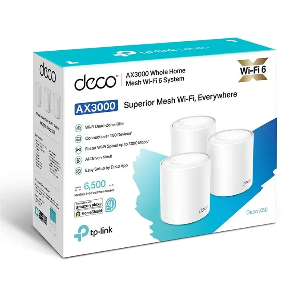 WiFi Mesh система TP-Link Deco X50(3-pack) (AX3000 Wi-Fi6, 3xGE WAN/LAN, 2x2 MU-MIMO, OFDMA) UA