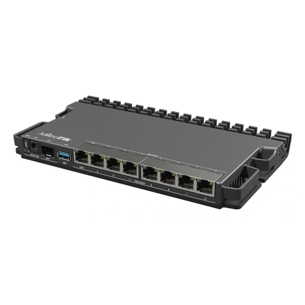 Маршрутизатор MikroTik RB5009UPr+S+IN (7x1GE LAN PoE, 1xSFP+, 1x2.5GE LAN PoE, 1xUSB 3.0, PoE in, DC, 2-pin, max PoE 130W) UA