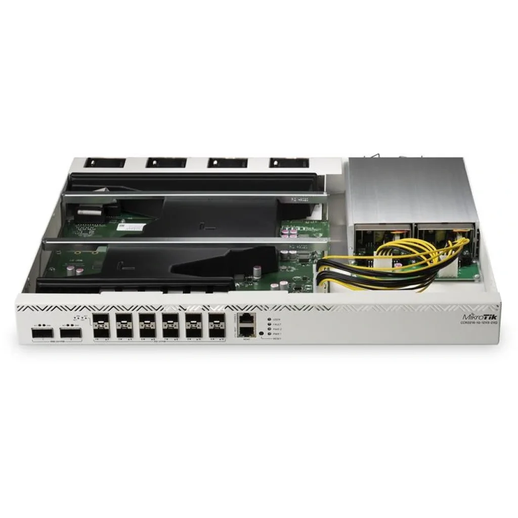 Маршрутизатор MikroTik CCR2216-1G-12XS-2XQ (2xQSFP28 100Gbit, 12xSFP28 40Gbit, 1xGE, 2Ghz 16-core CPU, 16 GB RAM,128mb NAND, 2xM.2 SATA,2xPSU, L3) UA