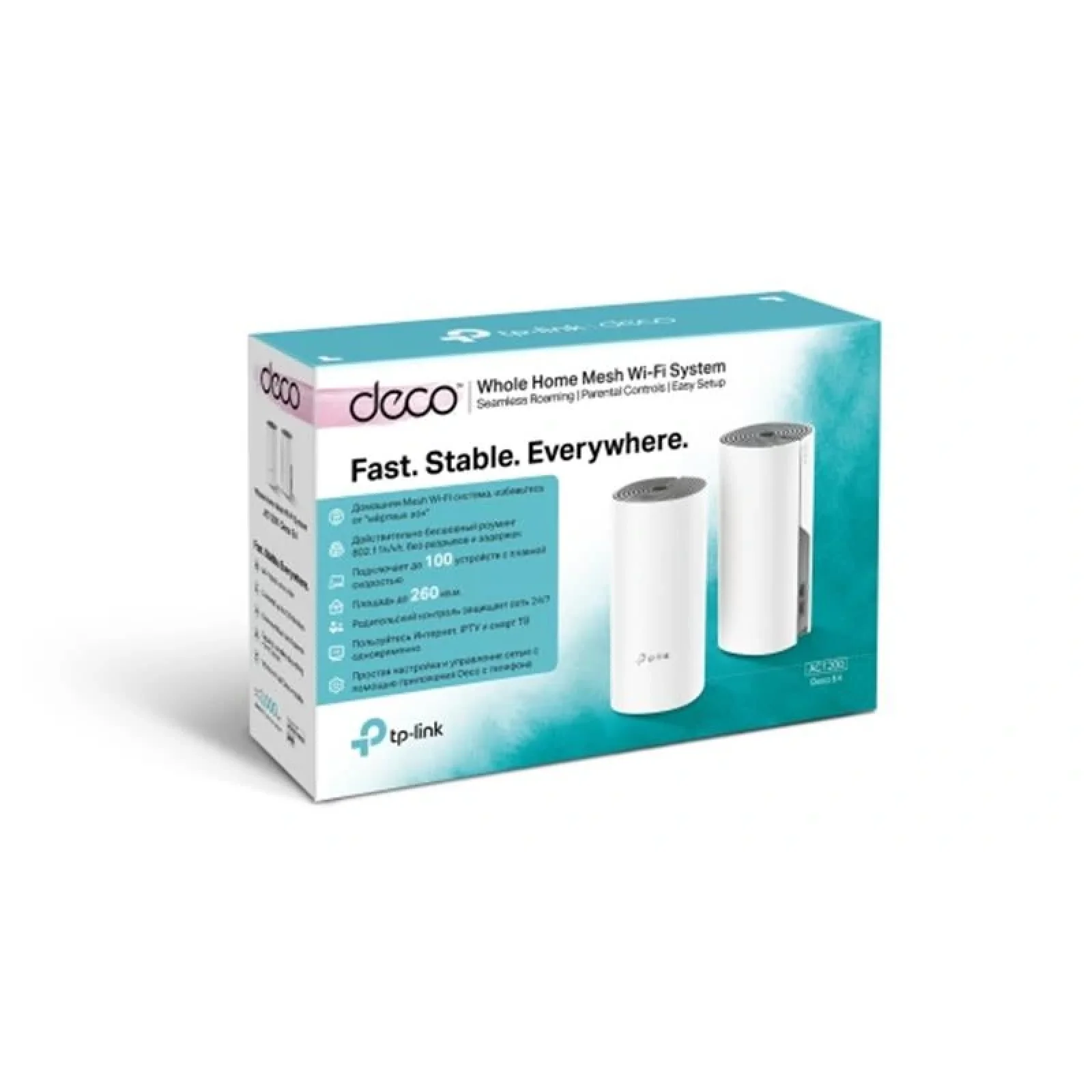 WiFi Mesh система TP-Link Deco E4 2-pack (AC1200, 2xFE WAN/LAN, MESH, 2 антенны, 2-pack), Deco E4(2-pack) UA