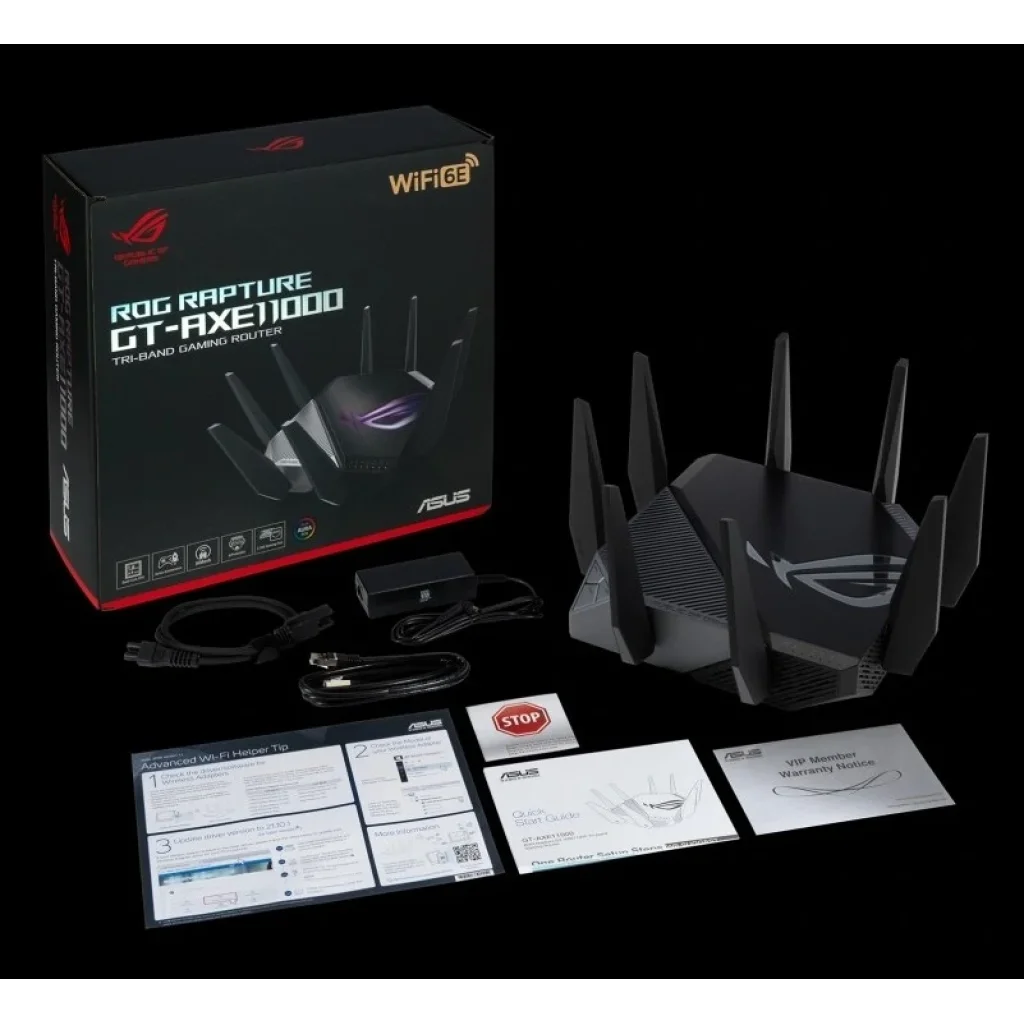 Бездротовий маршрутизатор Asus ROG Rapture GT-AXE11000 (Wi-Fi 6E/6, 1x2.5GE WAN/LAN 1xGE WAN, 4xGE LAN, 2*USB 3.2, AiMesh, 8 антен) UA